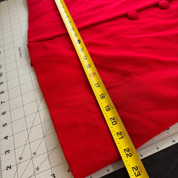 Vintage 90s Red Longline Vest Tailored Covered Buttons S/M Power Dressing - Picture 13 of 13